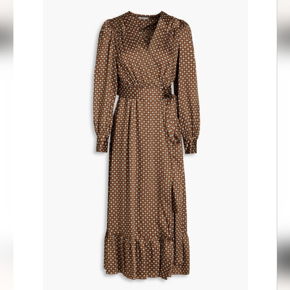 EUC Sandro Brown Patterned Wrap Dress